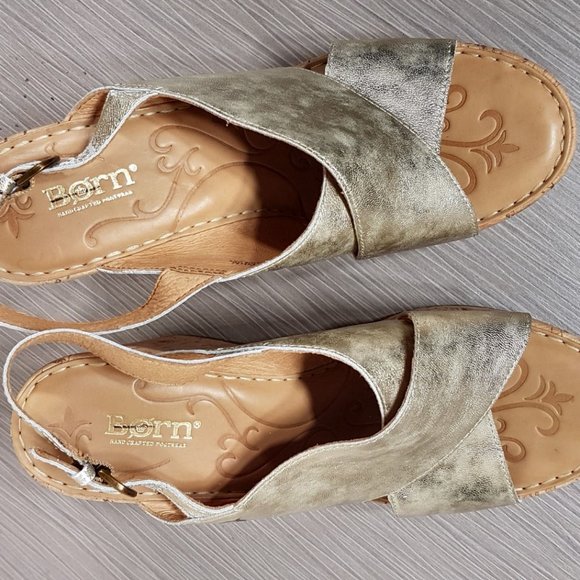 Børn 'Jenni' Demi-Wedge Sandal Cream Metallic Leather Women's Size 10 M - Picture 6 of 9